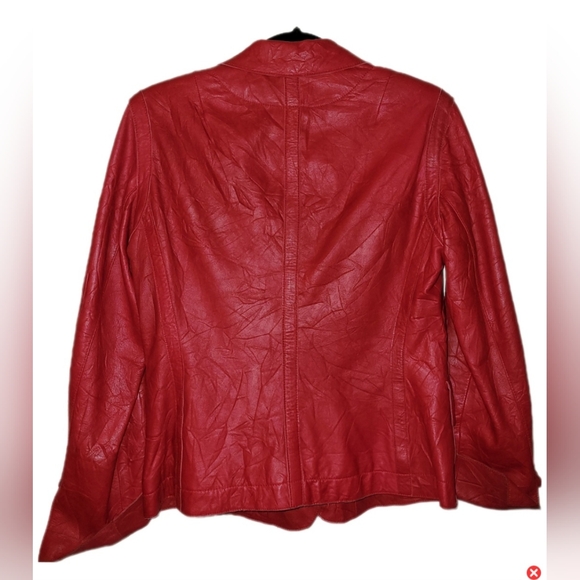 Anne Klein Women’s Size Small Red Genuine Leather Motorcycle Style Jacket - Picture 2 of 7